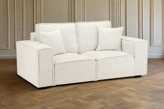 Cream Square Arm Modern 2 Seater Sofa Heritage Home UK