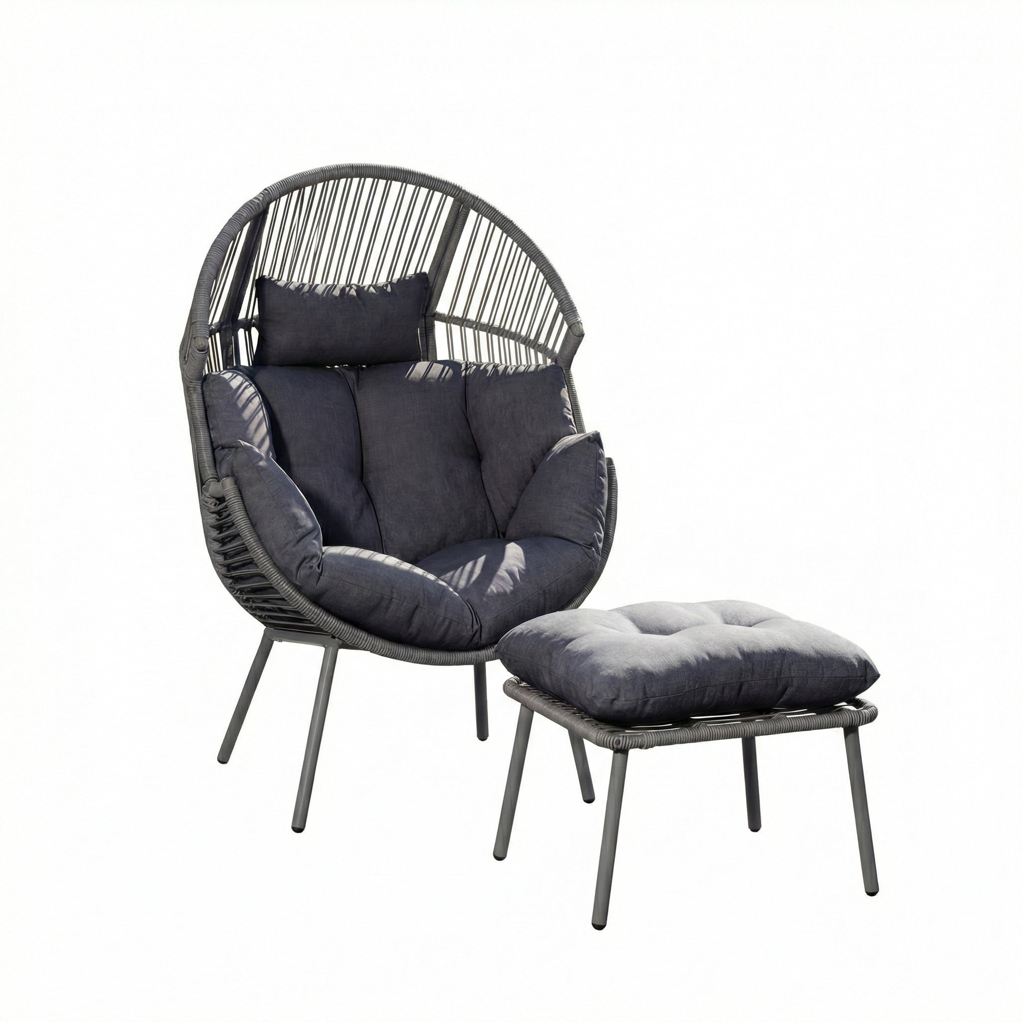 DARK GREY CUSHION STANDING GARDEN EGG CHAIR