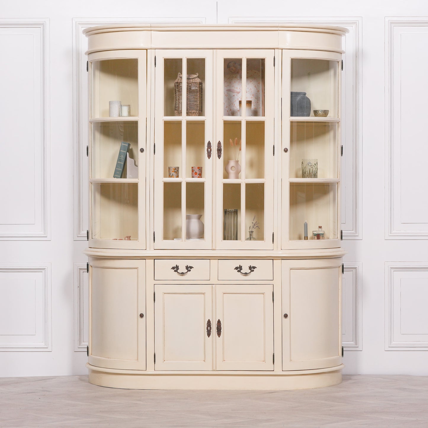 Large Vintage Cream Dresser Display Cabinet