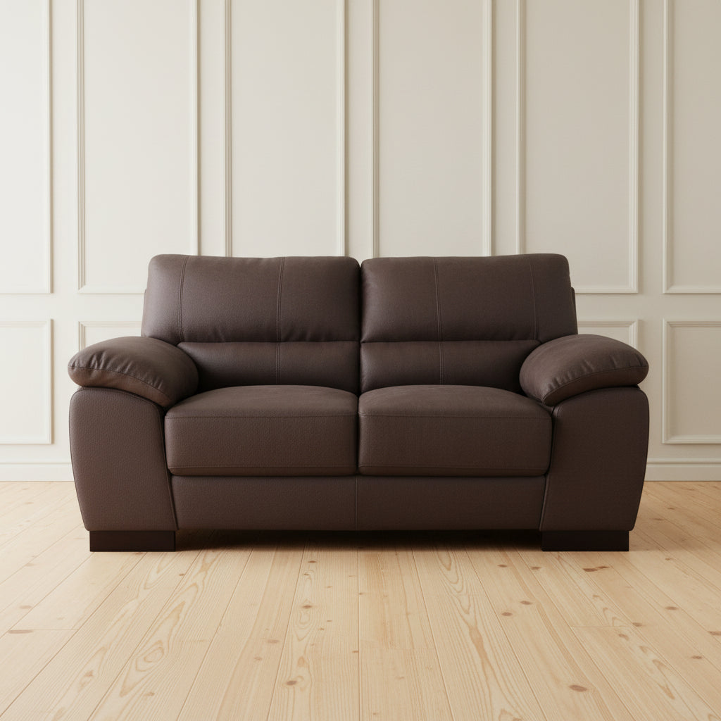 Dark Brown 2 Seater Sofa in Woven Fabric