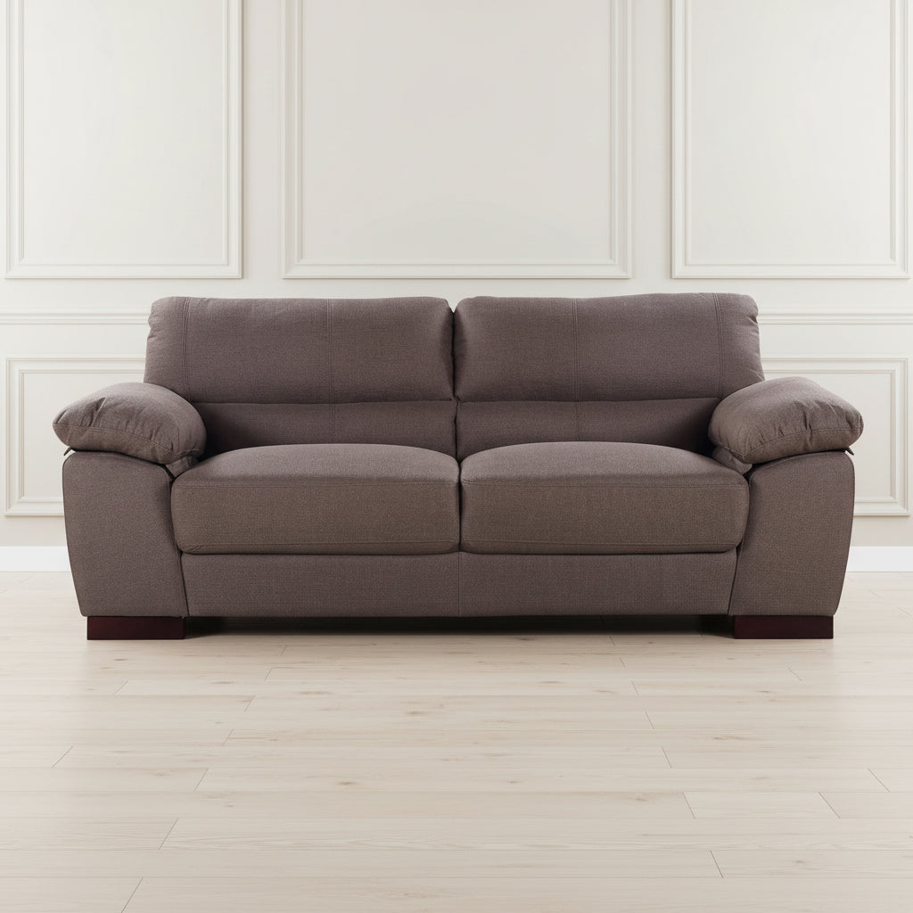 Dark brown woven fabric 3 seater sofa