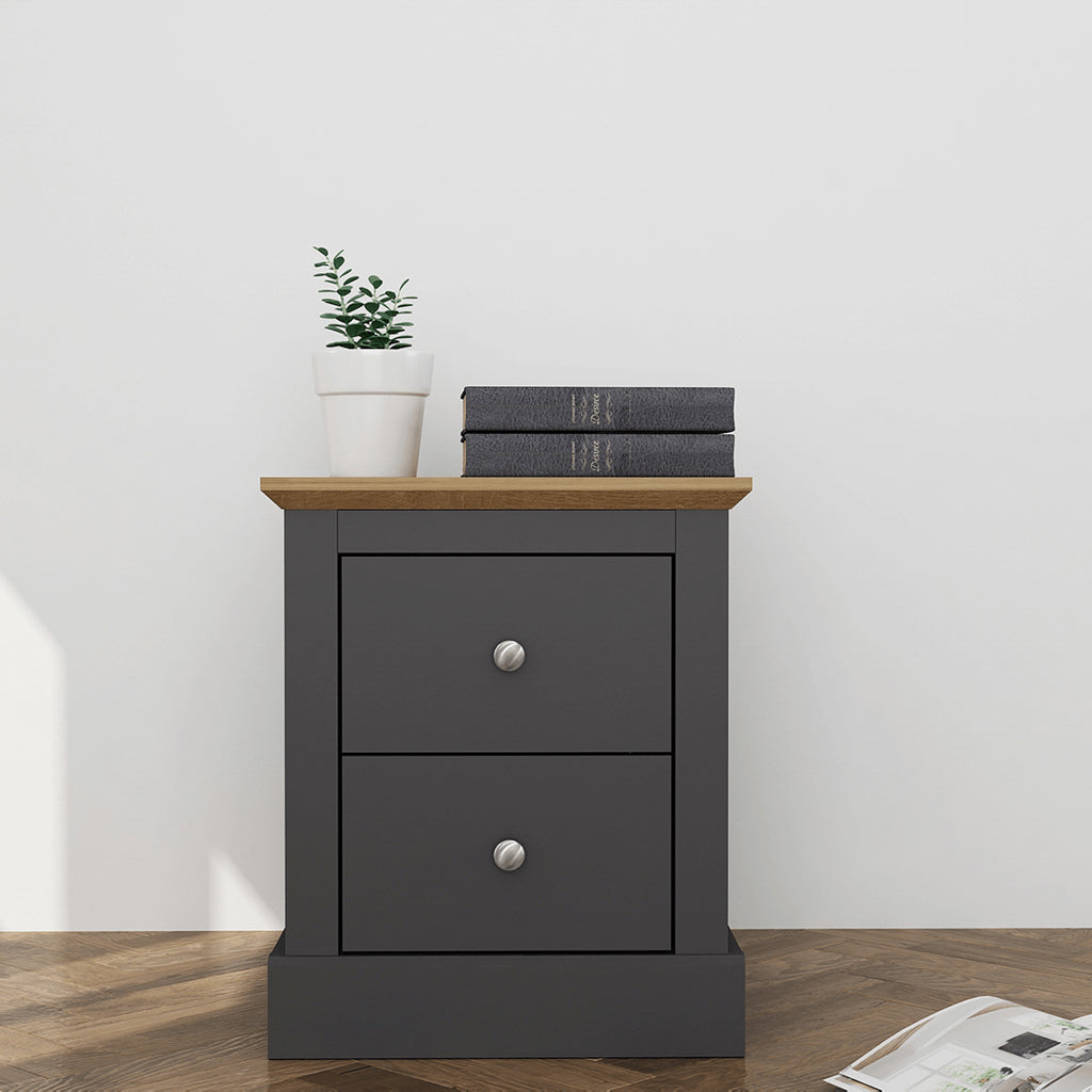 Harry Christian Home Cornwall Charcoal Bedside Cabinet