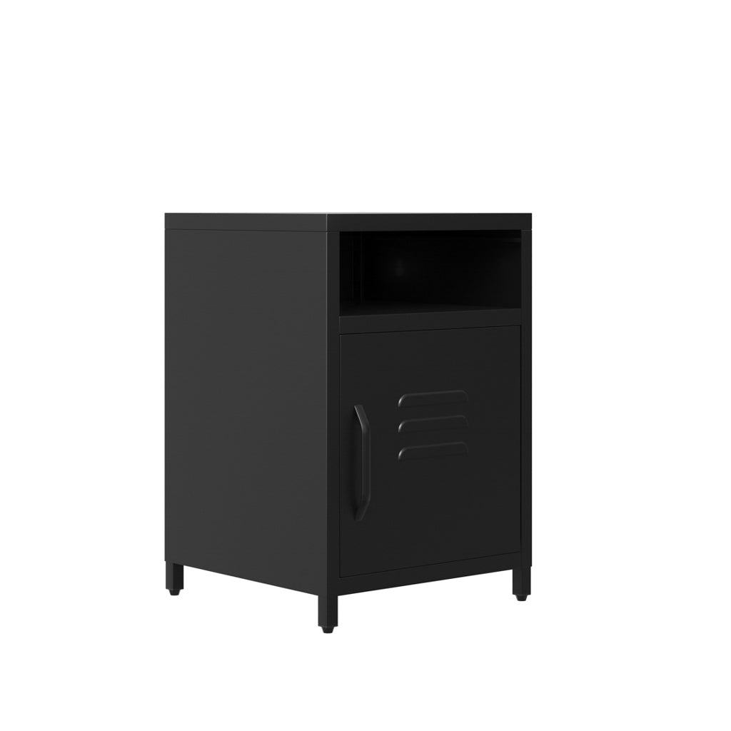 Harry Christian Home Industrial Style Black Bedside Cabinet