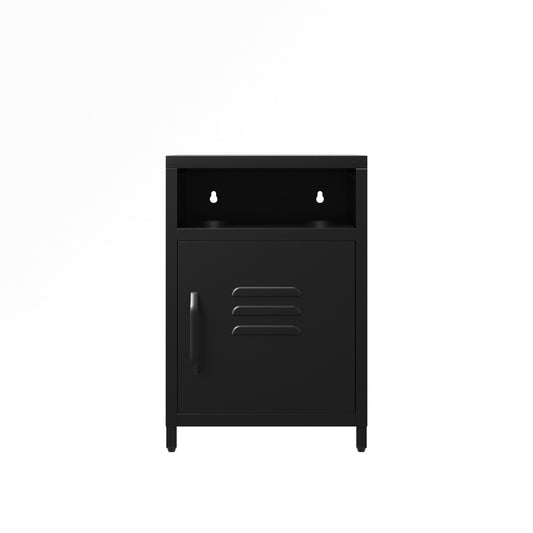Harry Christian Home Industrial Style Black Bedside Cabinet