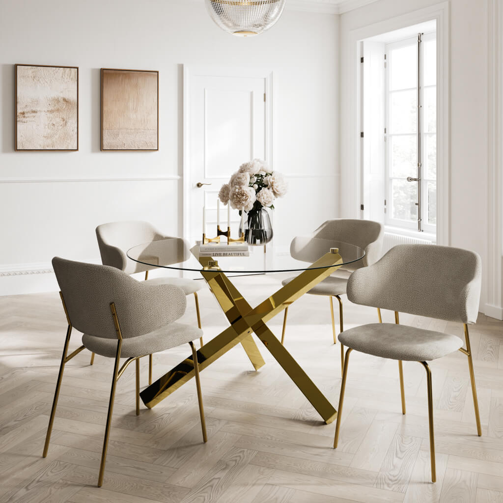 Harry Christian Home Pair Of Dorchester Wheat and Gold Dining Chair