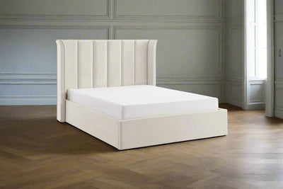 The Pumford Kingsize Storage Bed Natural Velvet