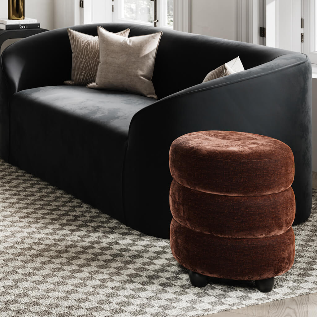 Harry Christian Home Brandy and Black Pouffe