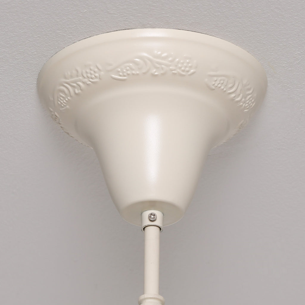 Cream 6 Branch Shallow Cut Glass Chandelier