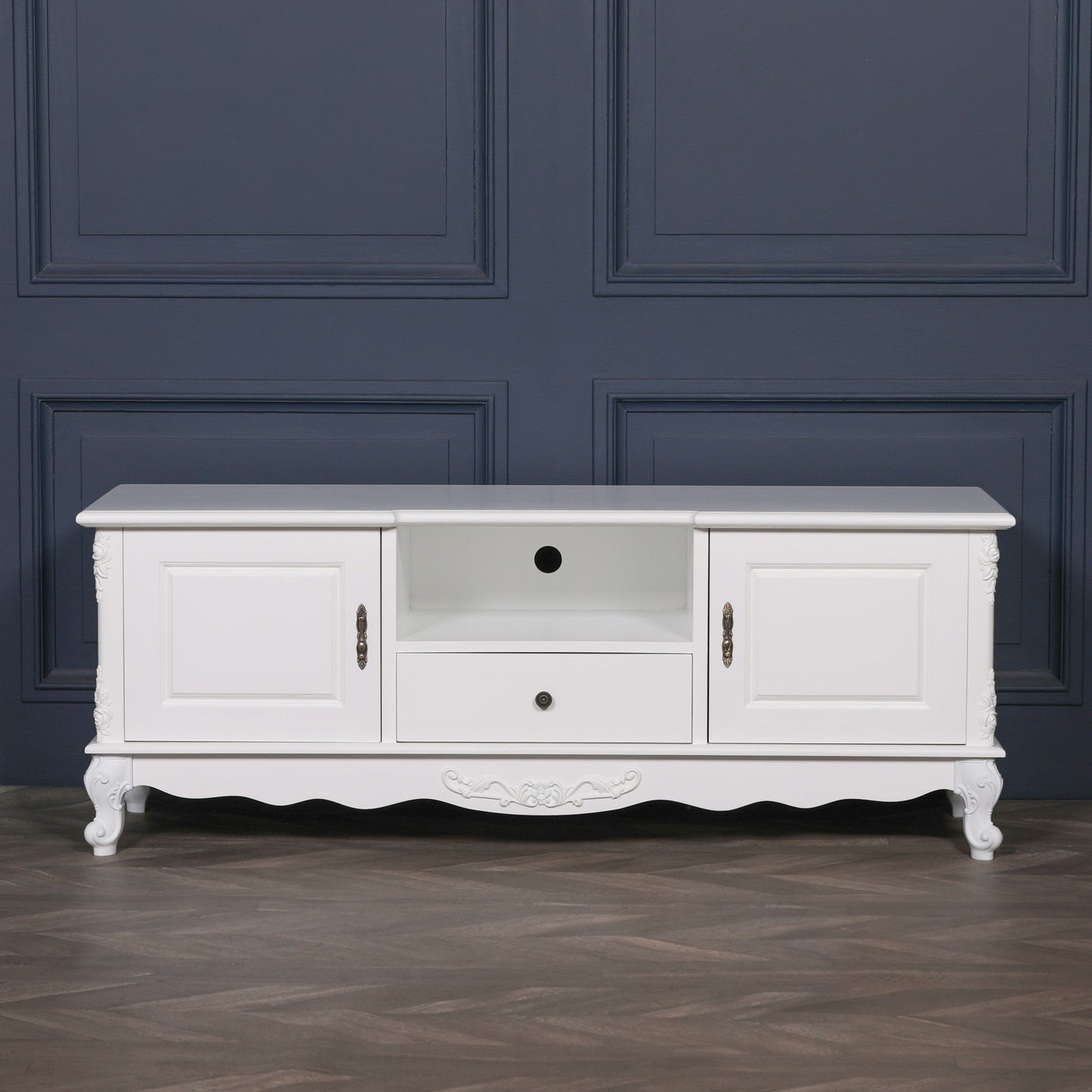 French White Large Cabinet TV Unit