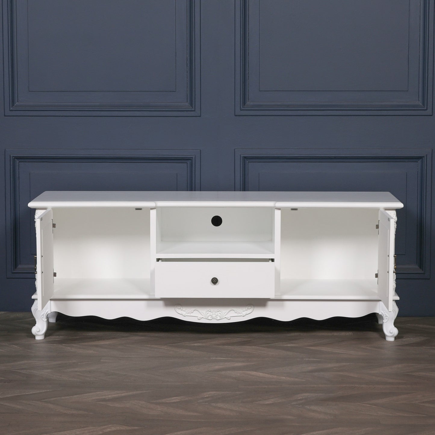 French White Large Cabinet TV Unit