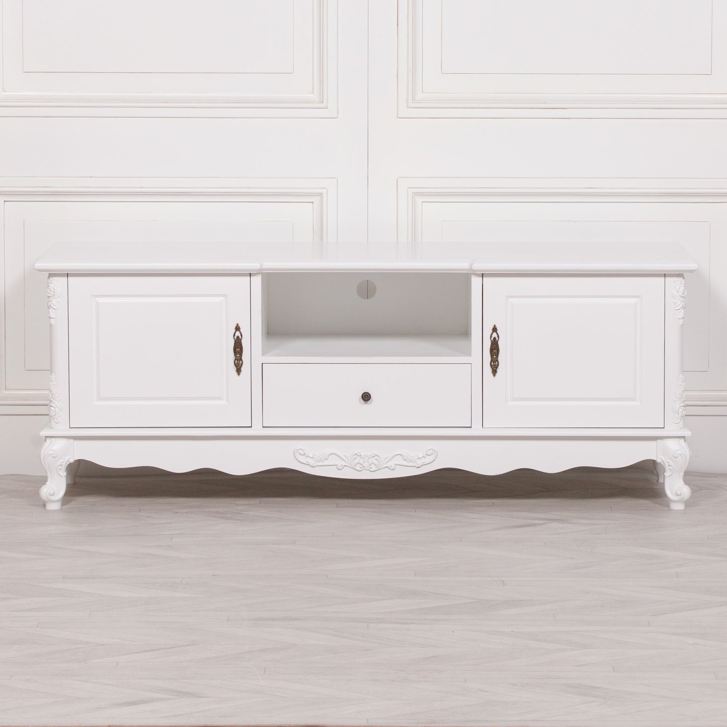 French White Large Cabinet TV Unit