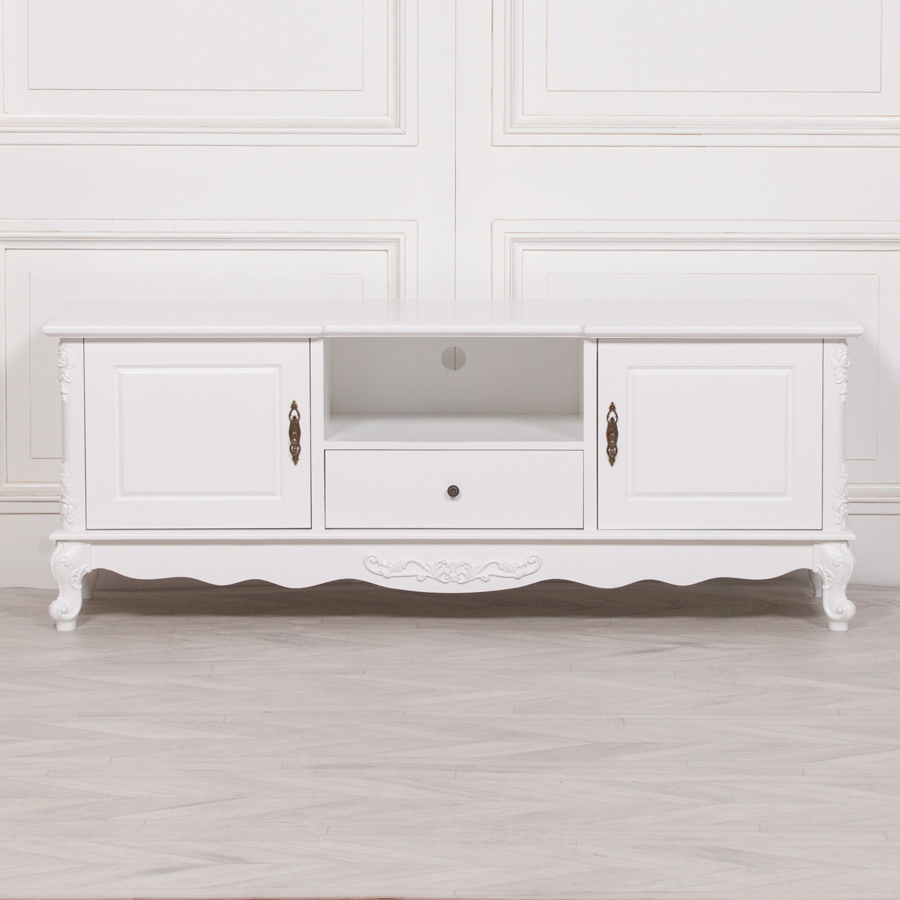 French White Large Cabinet TV Unit