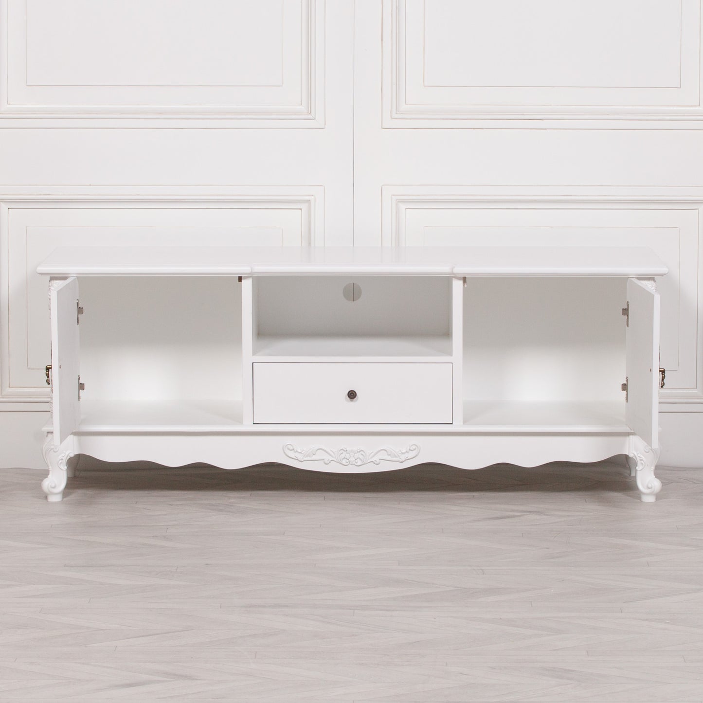 French White Large Cabinet TV Unit