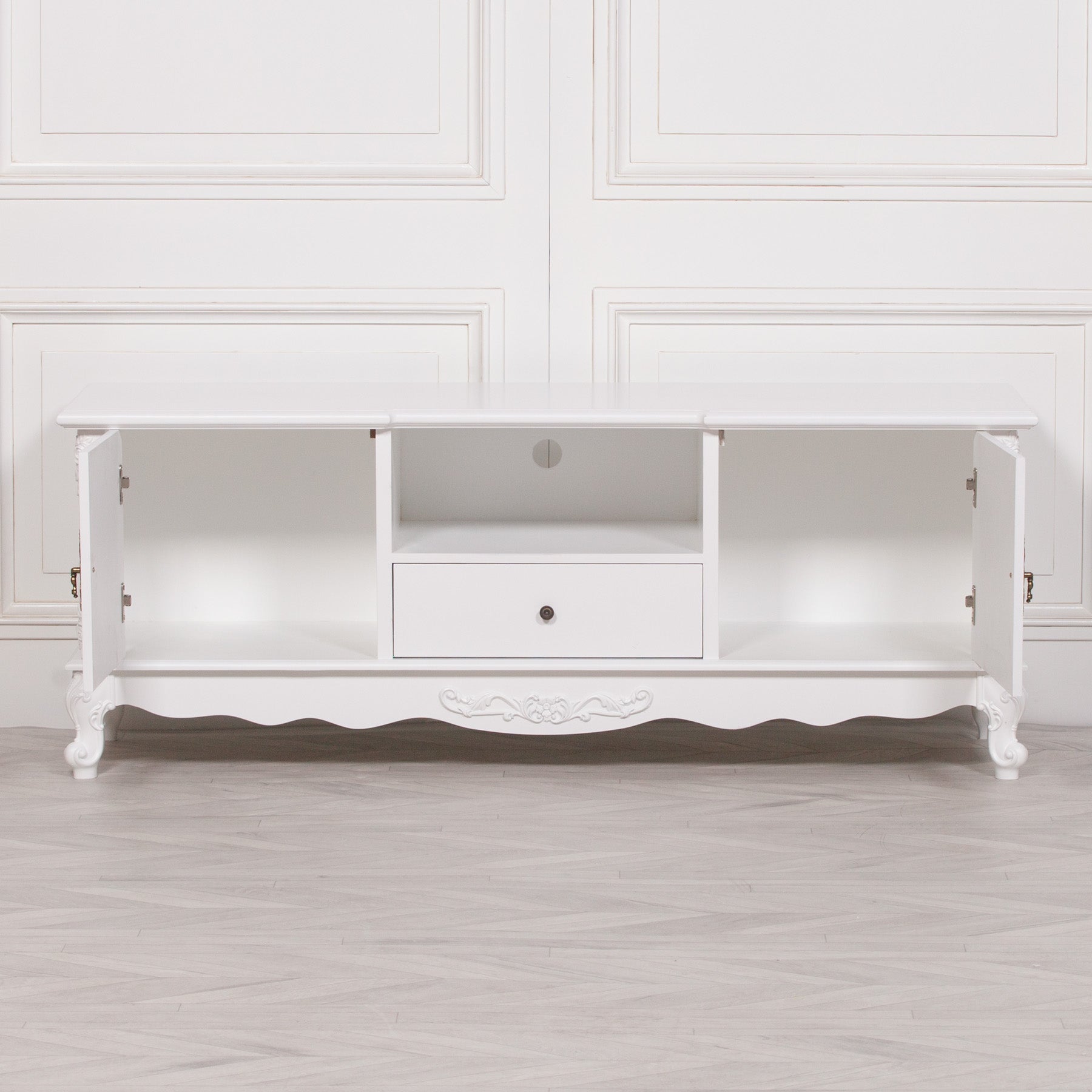 French White Large Cabinet TV Unit