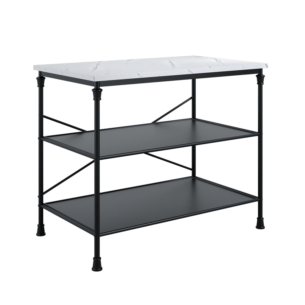 Harry Christian Home Marble And Black Kitchen Island