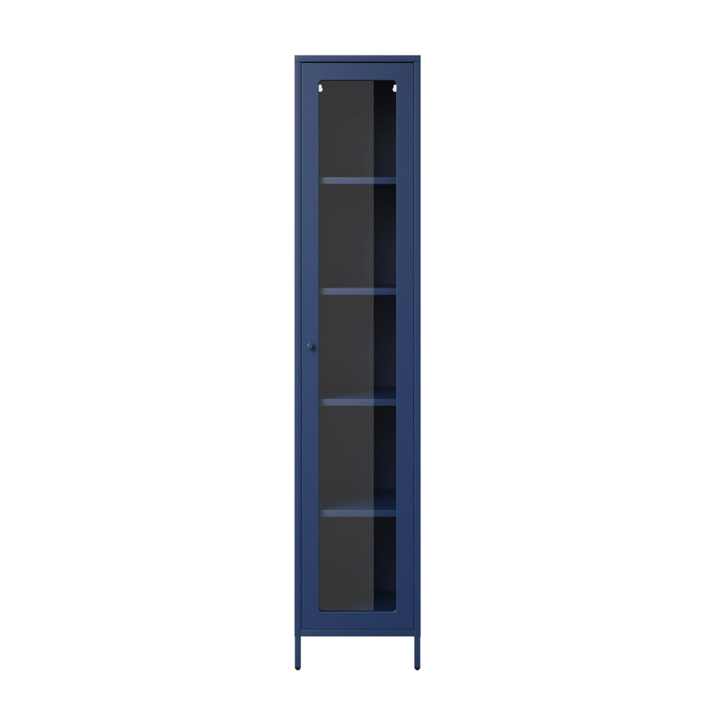 Harry Christian Home Modern Tall Thin Blue Display Cabinet