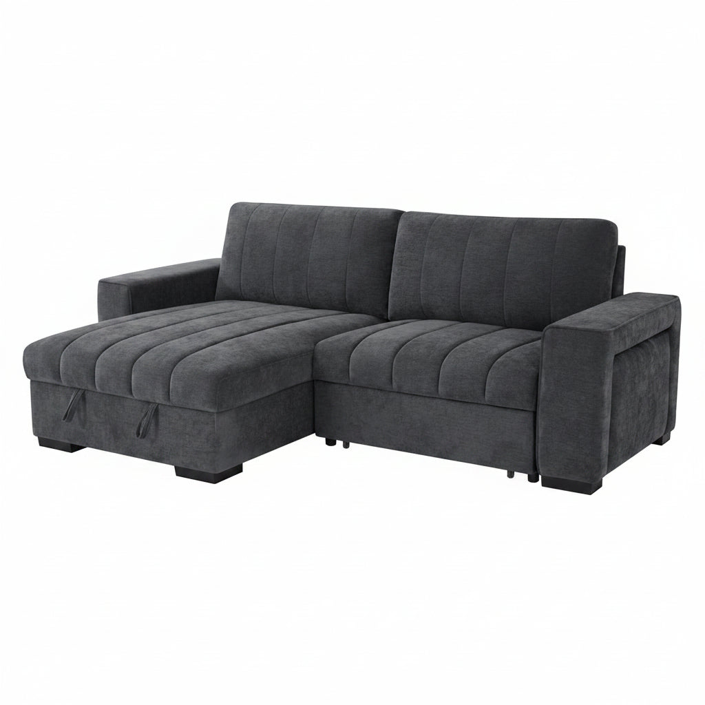 Franklin Sofabed Grey Universal Corner
Discover the perfect blend of style and function with the Franklin Universal Corner Sofa. Available in versatile Beige or Grey, it effortlessly converts into a comfortable sofabed. Complete with generous hidden storage, integrated USB ports, and a handy built-in cupholder, it is designed for ultimate everyday convenience.