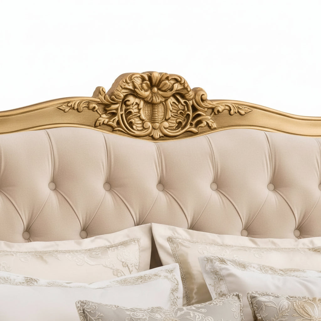 Versailles Gold Gilt Ornate Curved Bed Super Kingsize