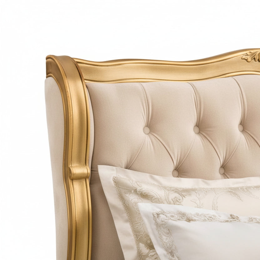 Versailles Gold Gilt Ornate Curved Bed Super Kingsize