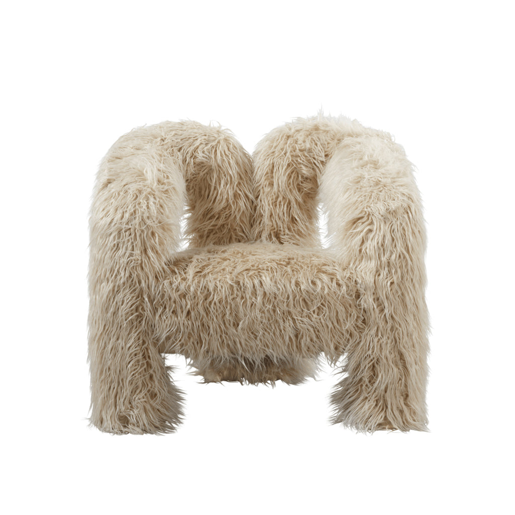 Harry Christian Home Ivory Fur Statement Accent Chair
