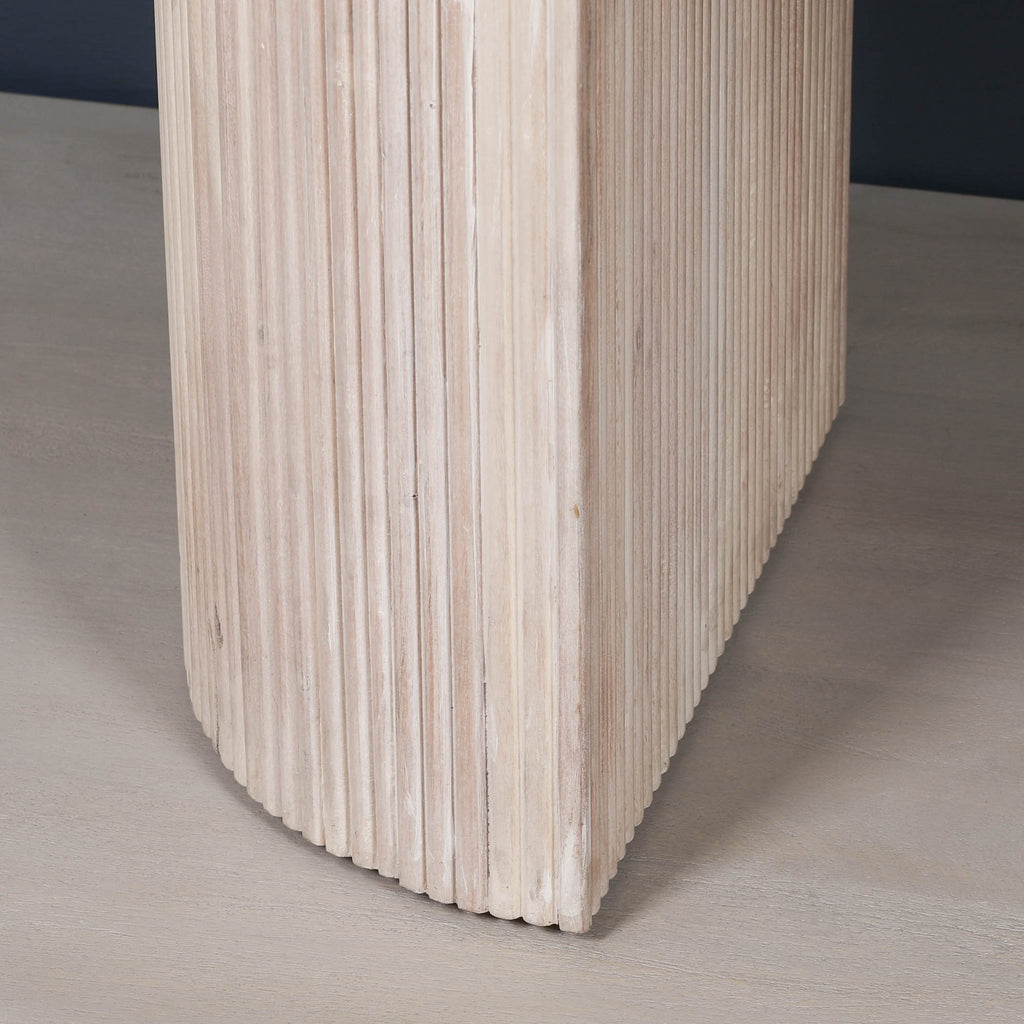 Blanche Acacia Fluted Oval Dining Table With 6 Louis Chairs