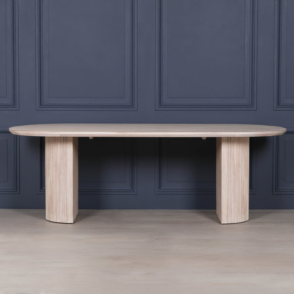 Blanche Acacia Fluted Oval Dining Table With 6 Louis Chairs