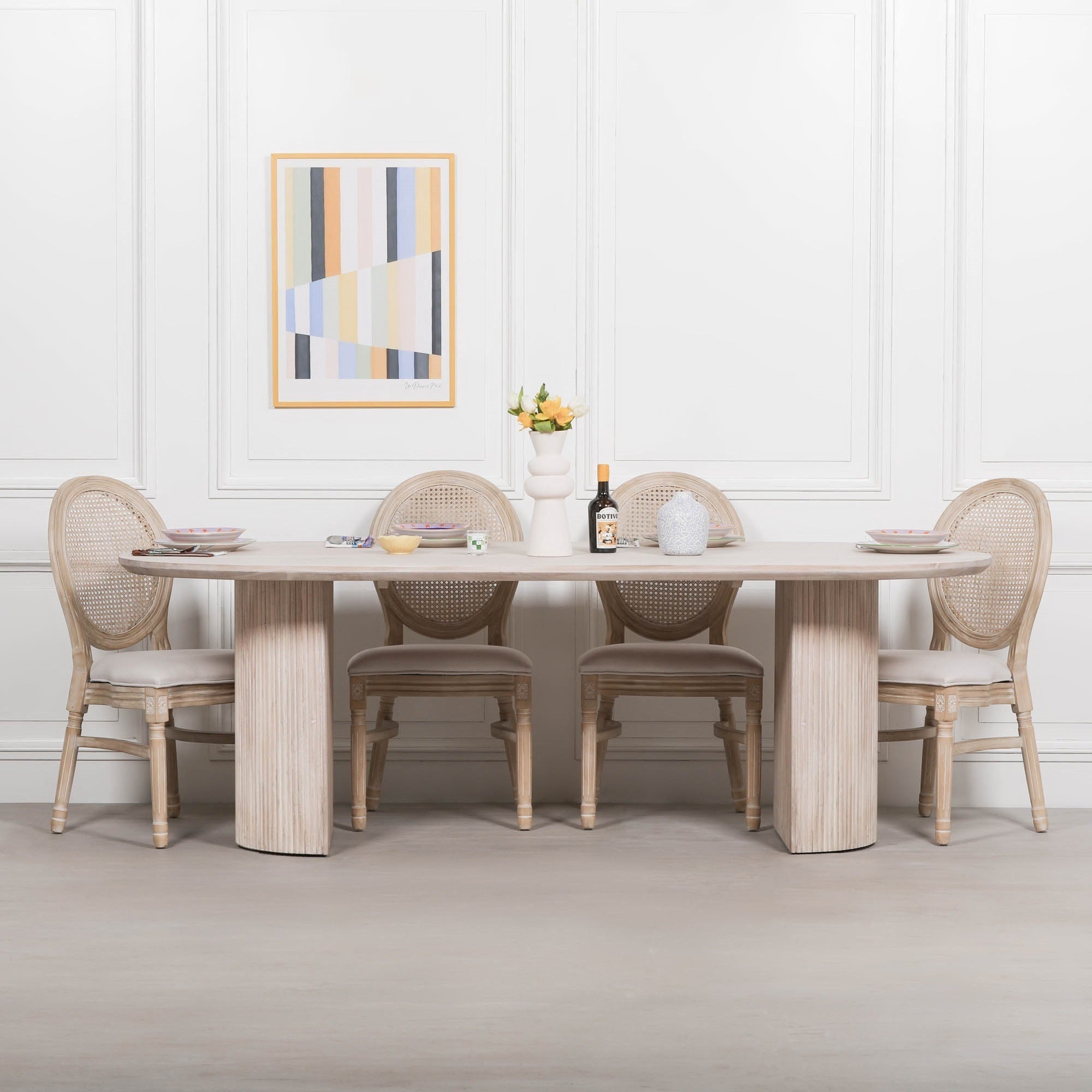 Blanche Acacia Fluted Oval Dining Table