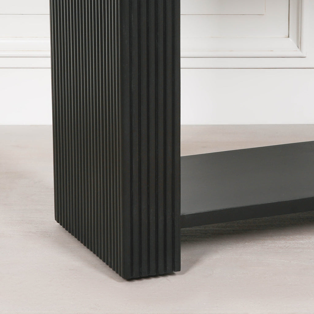 Black Painted Acacia Fluted Console Table