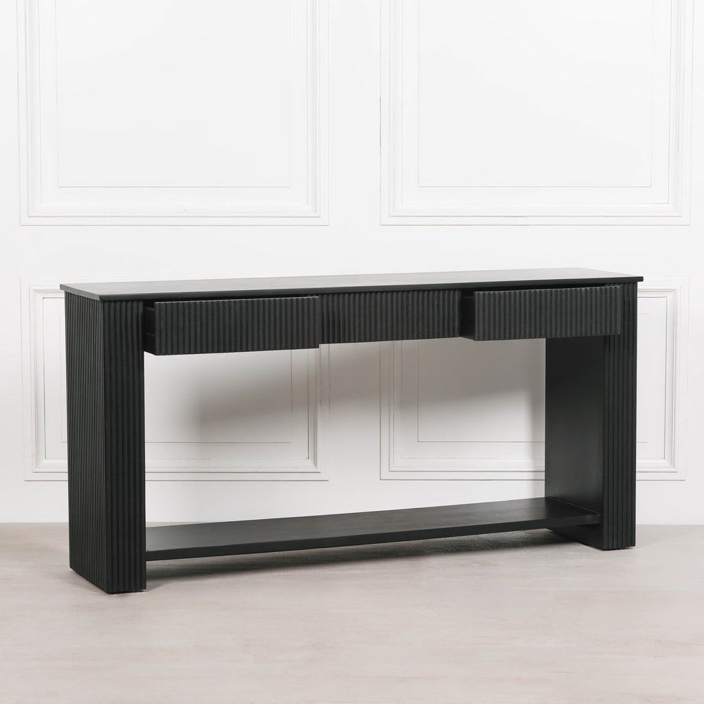 Black Painted Acacia Fluted Console Table