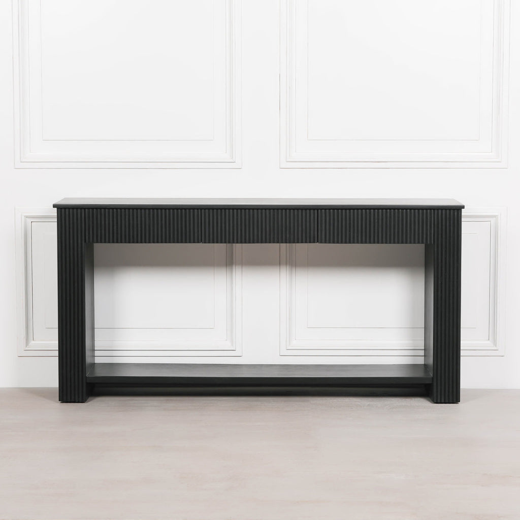 Black Painted Acacia Fluted Console Table