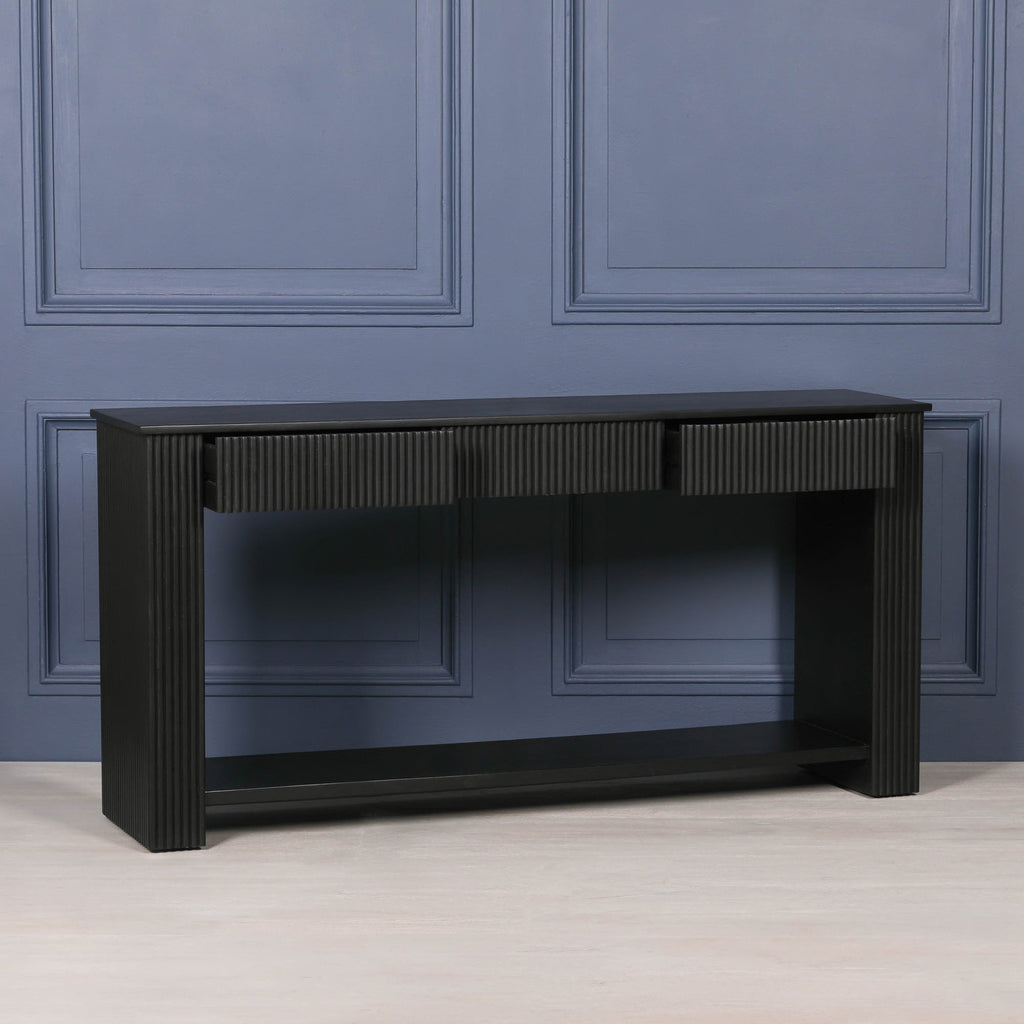 Black Painted Acacia Fluted Console Table