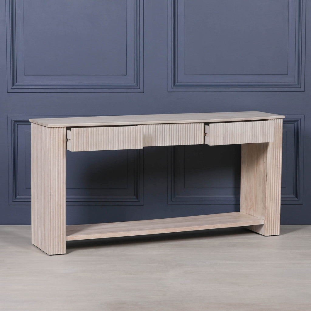 Blanche Acacia Fluted Console Table