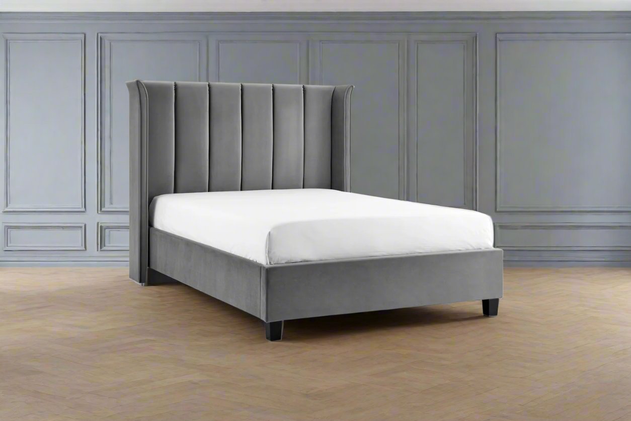 The Pumford Kingsize Bed Frame Grey Velvet