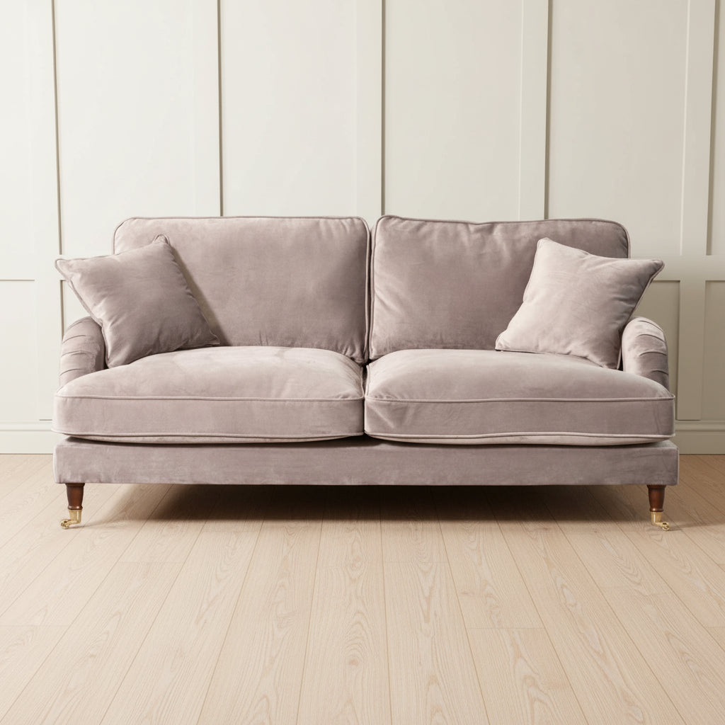 Grey Velvet Upholstered 3 Seater Sofa