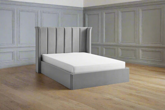The Pumford Kingsize Storage Bed Grey Velvet