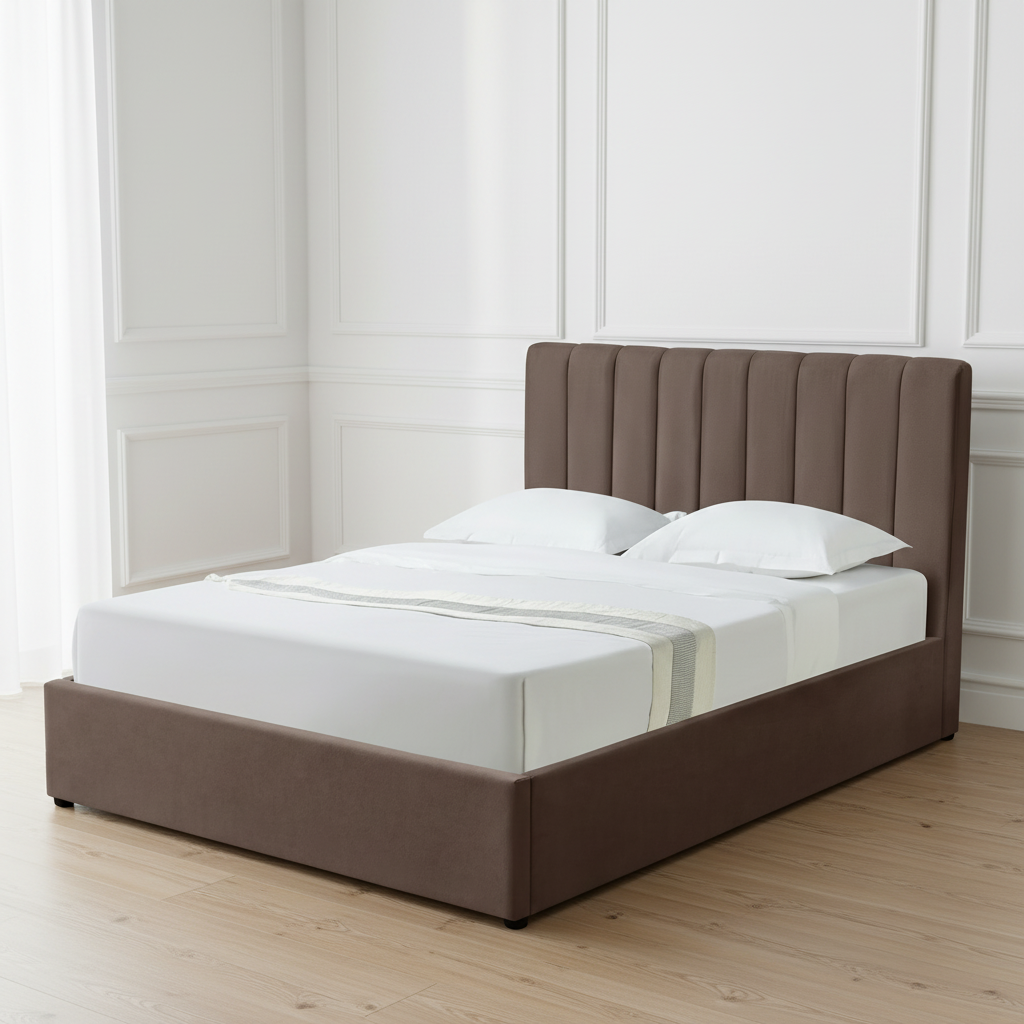 HAROLD DOUBLE OTTOMAN BED IN DARK BROWN WITH FREE MATTRESS