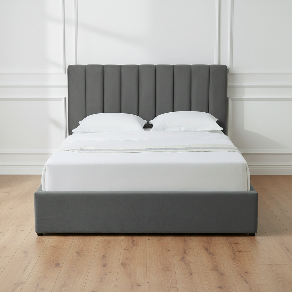 HAROLD DOUBLE OTTOMAN BED IN DARK GREY WITH FREE MATTRESS