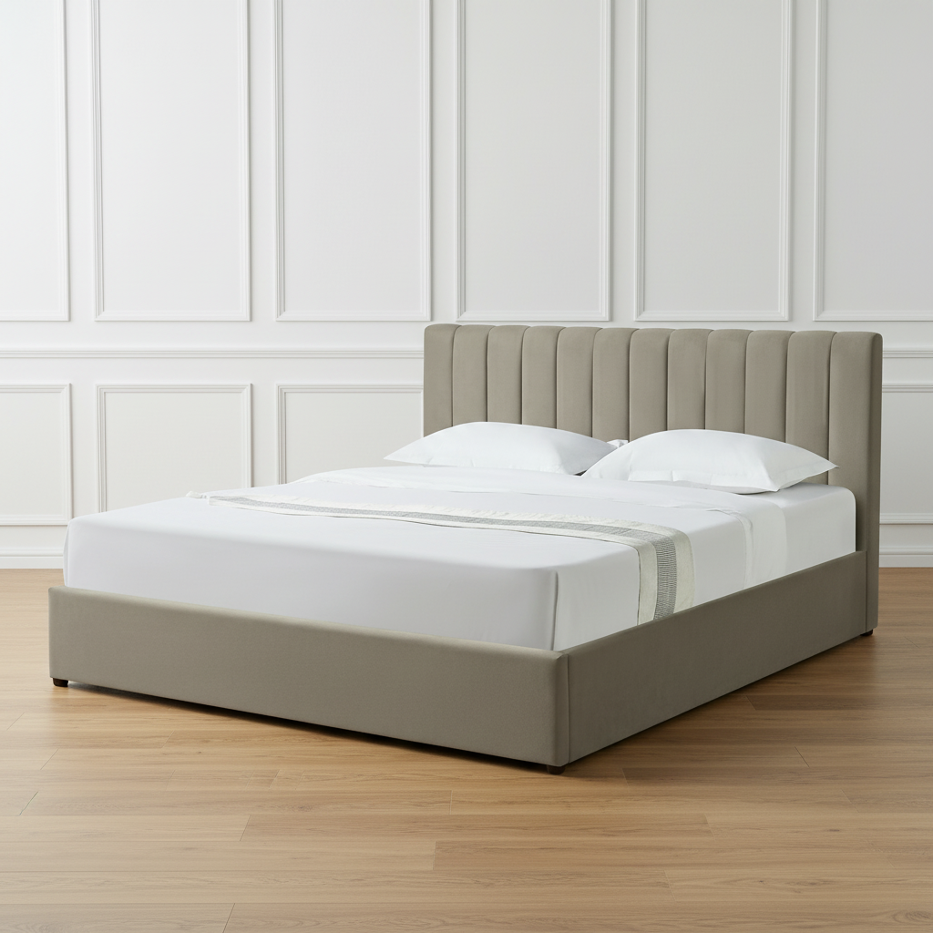 HAROLD OTTOMAN STORAGE BED IN LIGHT GREY WITH A FREE MATTRESS