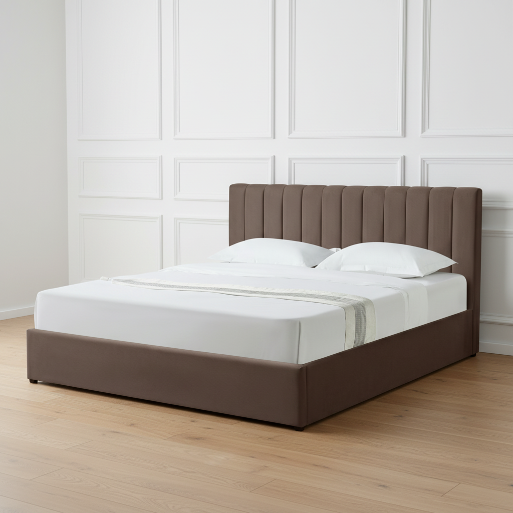 HAROLD SUPER KING OTTOMAN BED IN DARK BROWN WITH FREE MATTRESS