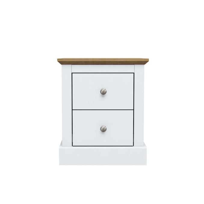 HARRY CHRISTIAN HOME CORNWALL BEDSIDE CABINET IN WHITE WITH OAK TOP 