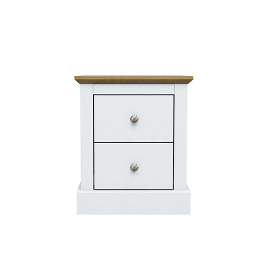 HARRY CHRISTIAN HOME CORNWALL BEDSIDE CABINET IN WHITE WITH OAK TOP 