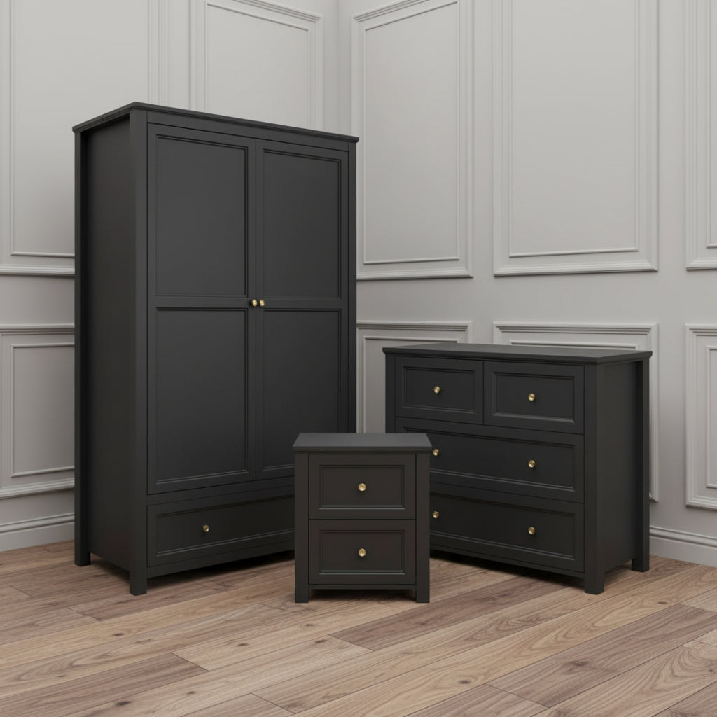 Harry Christian Home Elegance Bedroom Furniture Set in Black