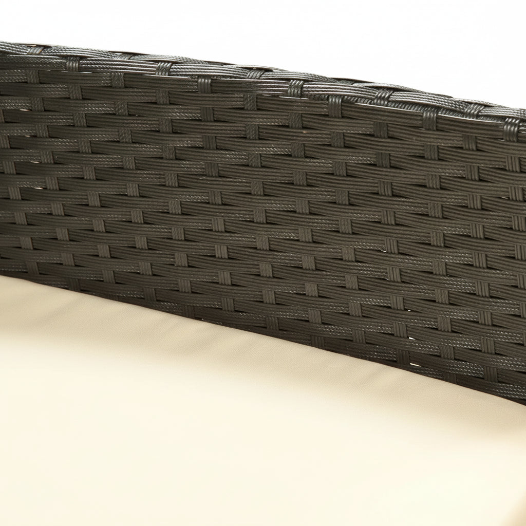 Harry Christian Home Black & Cream 4 Piece Rattan Garden Furniture Set