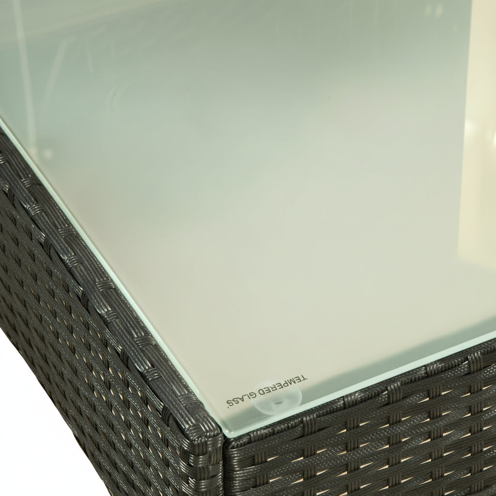 HARRY CHRISTIAN HOME GARDEN BLACK RATTAN GLASS CLOSE UP