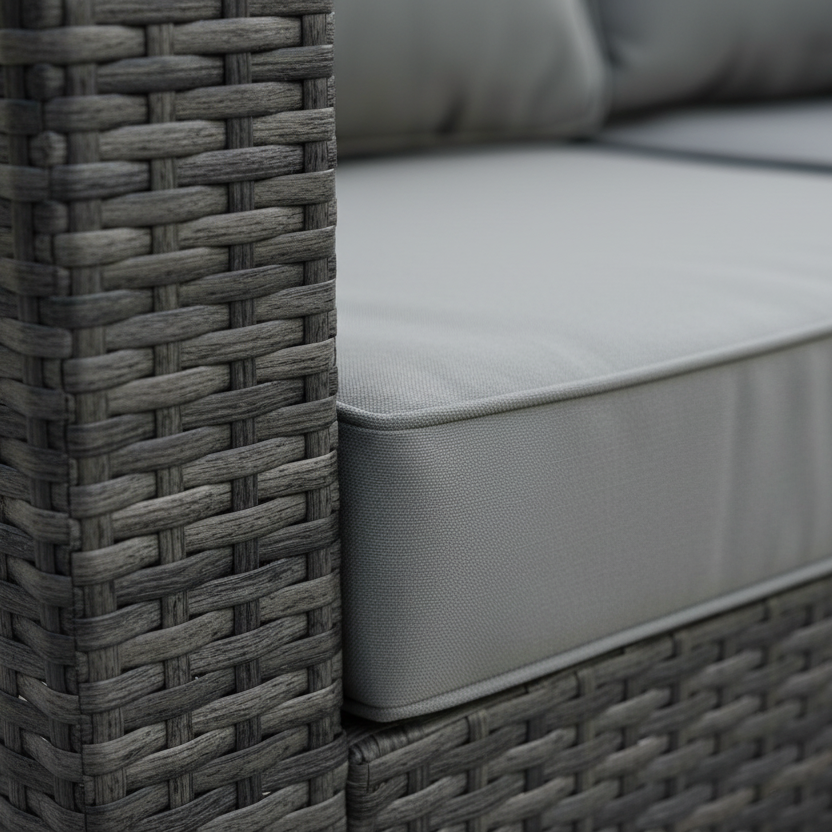 Harry Christian Home Grey Corner Outdoor Premium Rattan Set with Ice Bucket Coffee Table