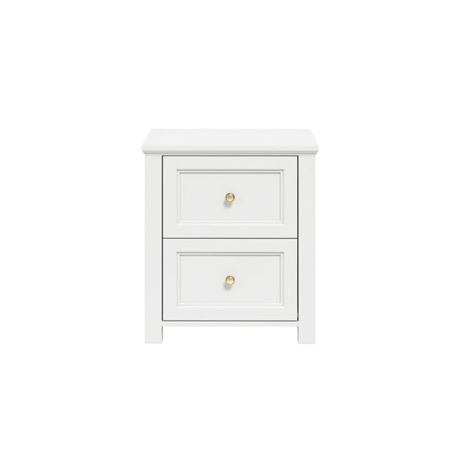 HARRY CHRISTIAN HOME WHITE AND GOLD HANDLED ELEGANT BEDSIDE CABINET