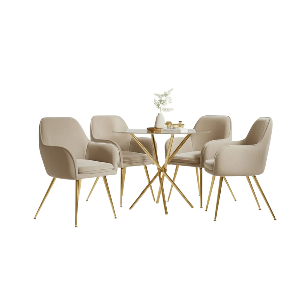 Harry Christian Home Gold Dining Set With 4 Chairs