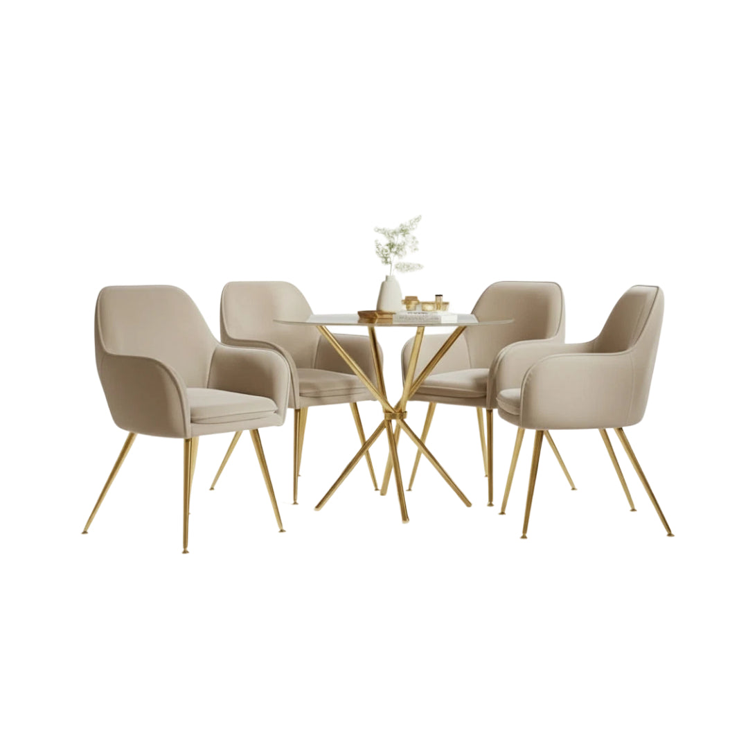 Harry Christian Home Gold Dining Set With 4 Chairs