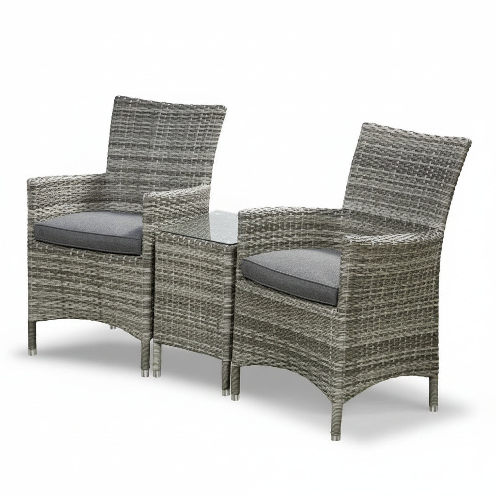 Harry Christian Home 2 Seat Premium Rattan Companion Set in Grey