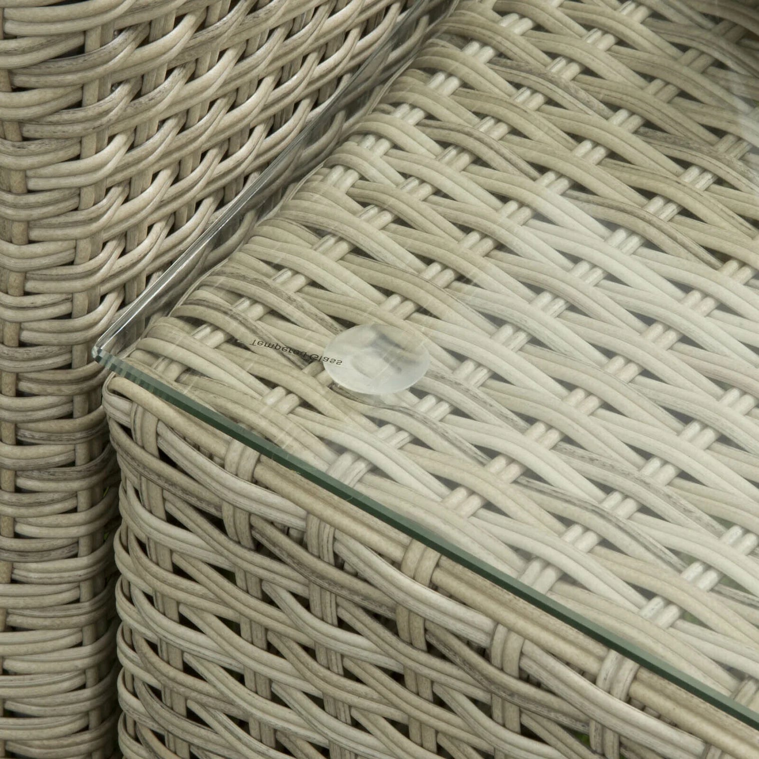 Harry Christian Home 2 Seat Premium Rattan Companion Set in Natural Glass And Rattan Close Up